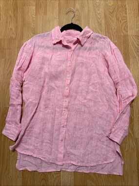 Calypso St. Barth Pink Linen Button-Down Shirt